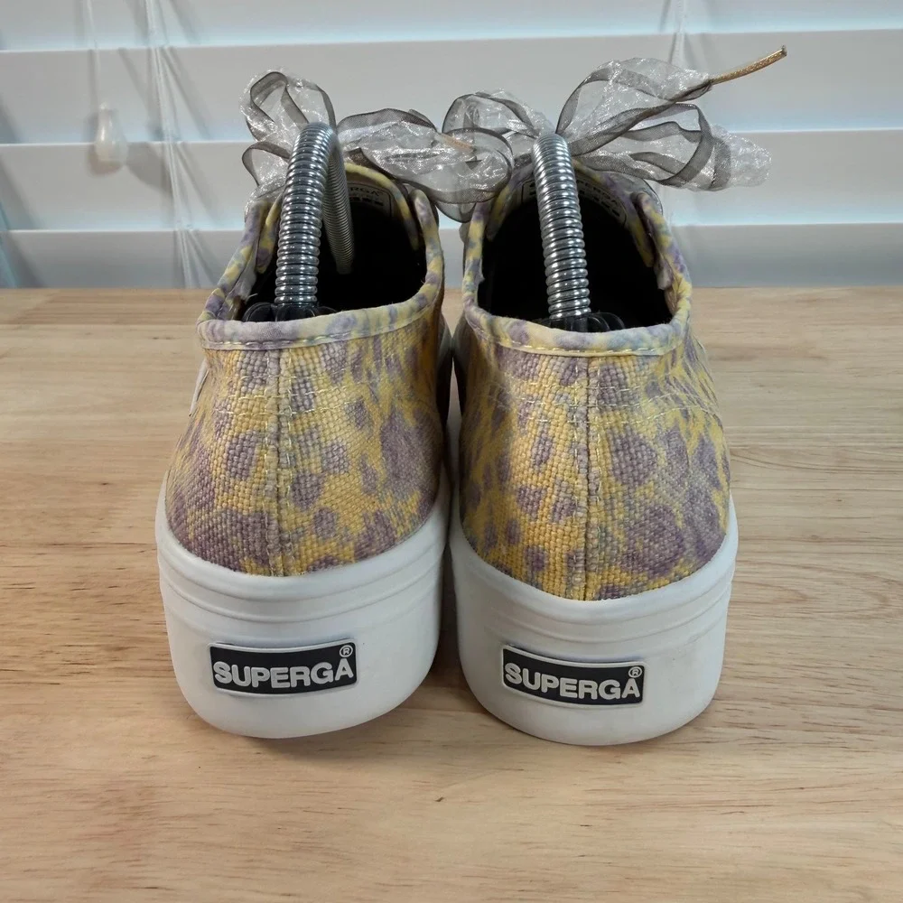 Superga x LoveShackFancy Platform Sneakers Women's Yellow Floral Low Top - 6.5
